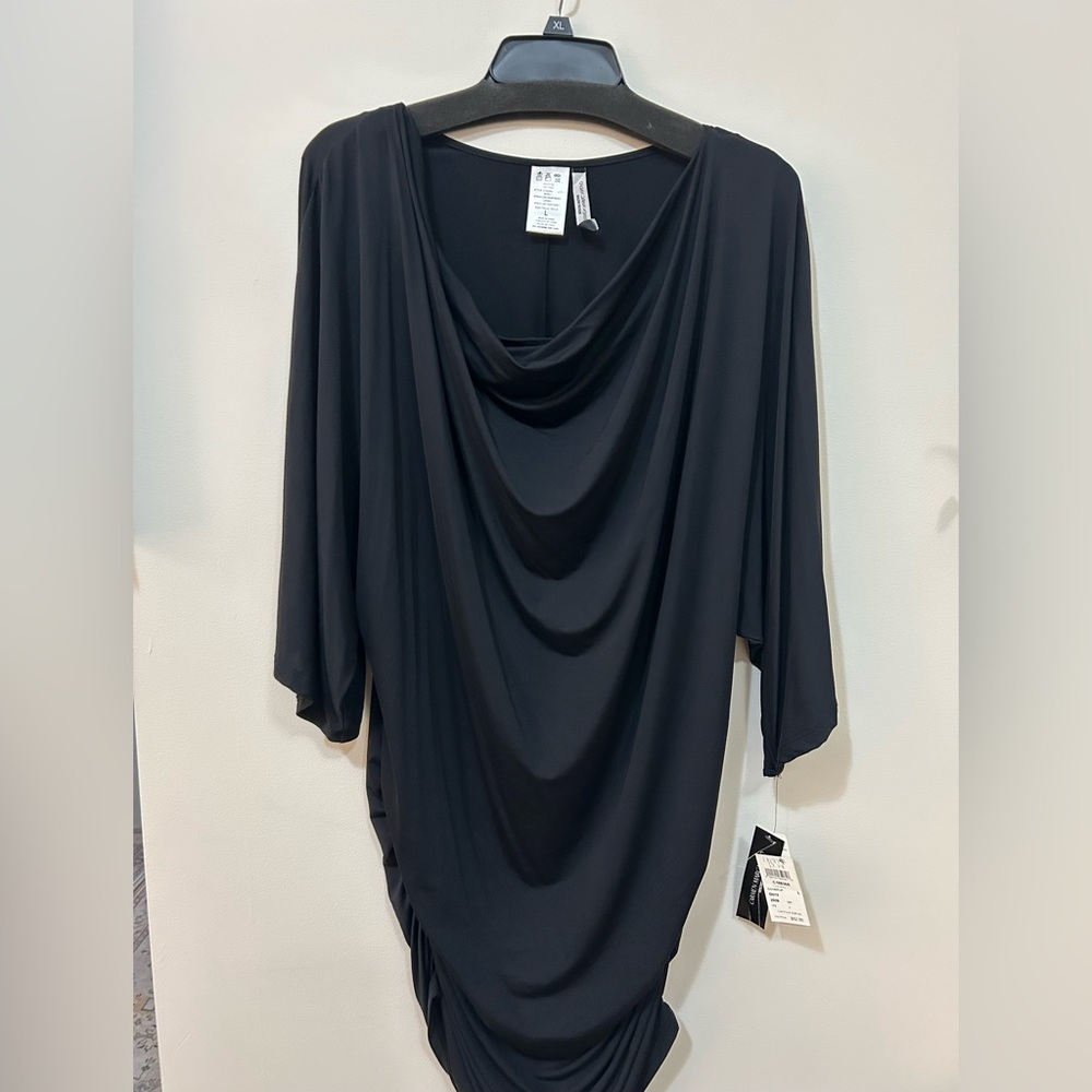 Carmen Marc Valvo Black Draped Dress